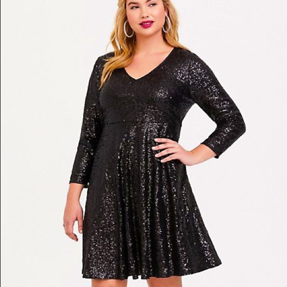 NEW Torrid Black Sequins Skater Dress
